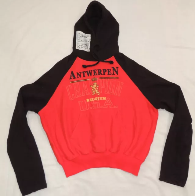 Vetements x Champion Hoodie Mens Red Black Belgium Hoodie Antwerpen SMALL