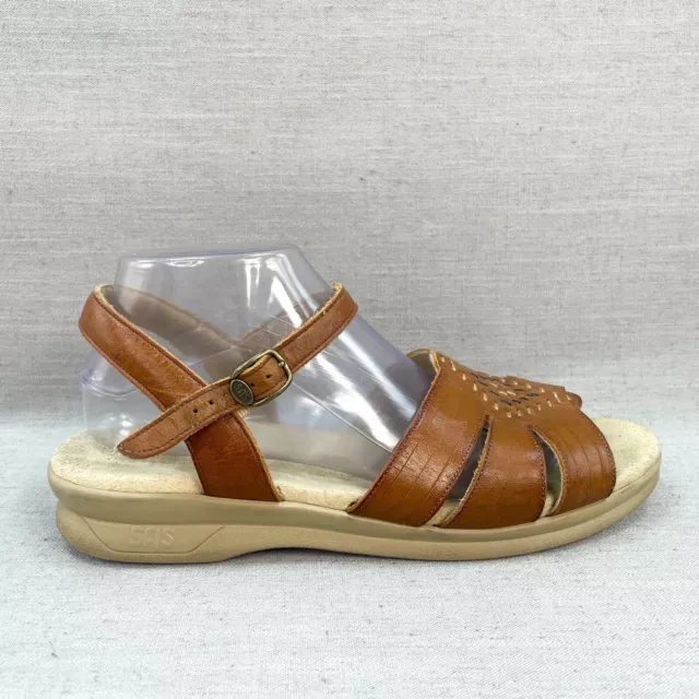 SAS Shoes Womens 11S Slim Huarache Quater Strap Sandal Tan Brown Leather Granny