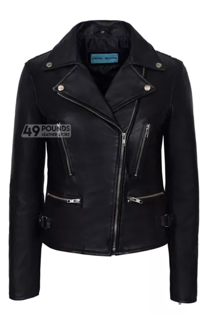 Deluxe Ladies Biker Slim fit Real Lamb Leather Stylish Fashion Jacket 2100