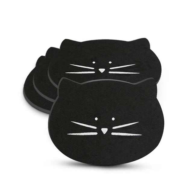 Drink Absorbent Cat Mug Coaster Set for Women Girls Felt Material