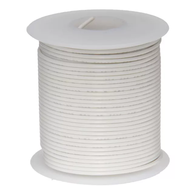 20 AWG Gauge Stranded Hook Up Wire White 100 ft 0.0320" UL1015 600 Volts