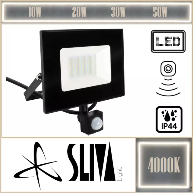 LED Fluter Strahler mit Bewegungsmelder Außen Floodlight 30W 50W 100W IP44 IP65