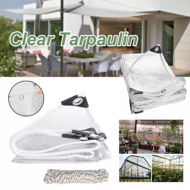 Waterproof Clear Tarpaulin Tarp with Grommets Heavy Duty PVC Patio Plant Cover