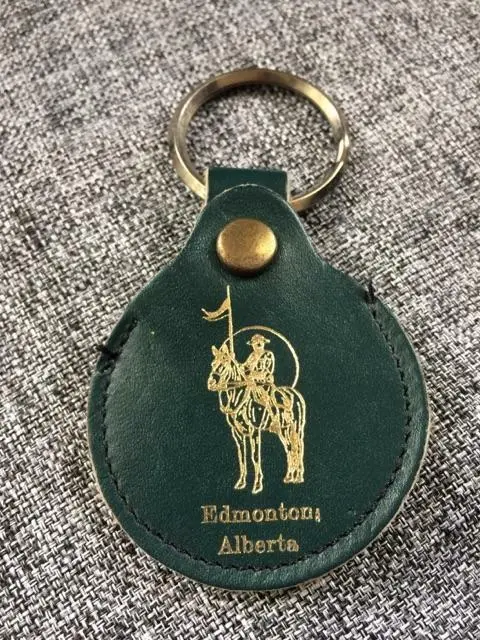 Vintage Leather Keychain with Royal Canadian Mounted Police RCMP on Horse