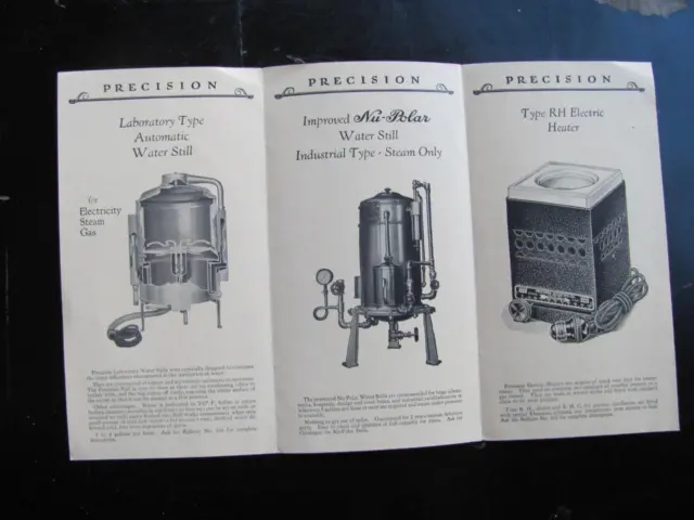 Precision Products for the Laboratory Vtg Brochure Apothecary Heater Water Still