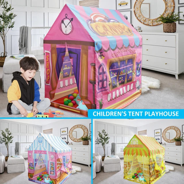 Kids Playhouse with Roll-up Door Colorful Cute Playhouse Tent Large Size