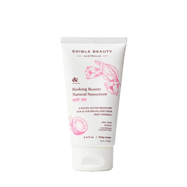 Edible Beauty Australia and Basking Beauty Natural Sunscreen SPF 50 100g