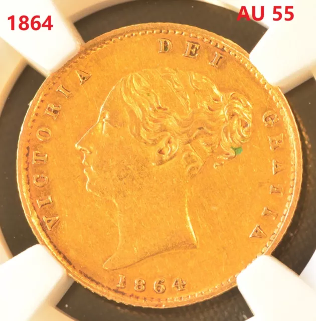 Great Britain 1/2 Sovereign KM# 735.2 1864 Gold Coin NGC AU 55 Great Britain 1/2 Sovereign KM# 735.2 1864 Gold Coin NGC AU 55