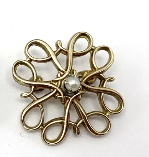 10k Yellow Gold Seed Pearl Robbins Co Ladies Avon Award Pin Brooch