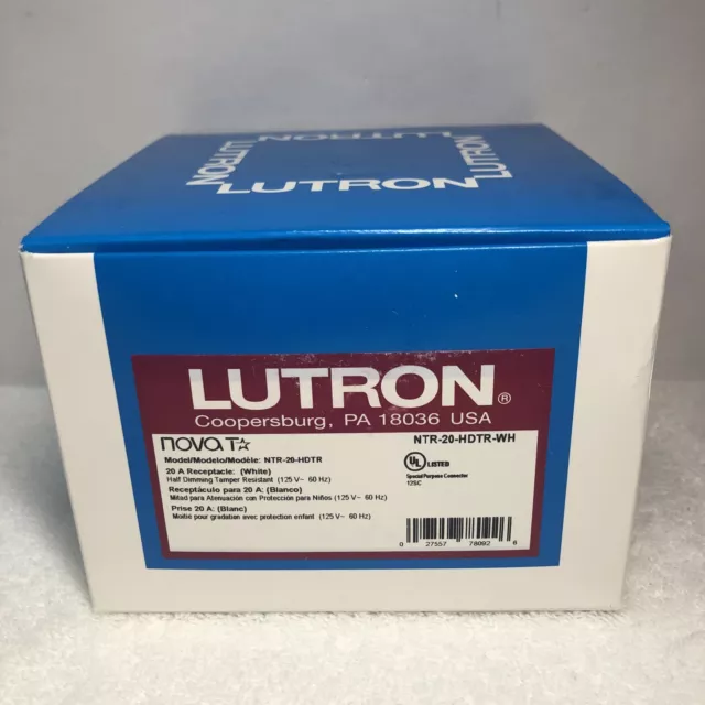 Lutron Ntr-20-Hdtr-Wh Dimming Tamper Resistant Receptacle, 20A 125V, White
