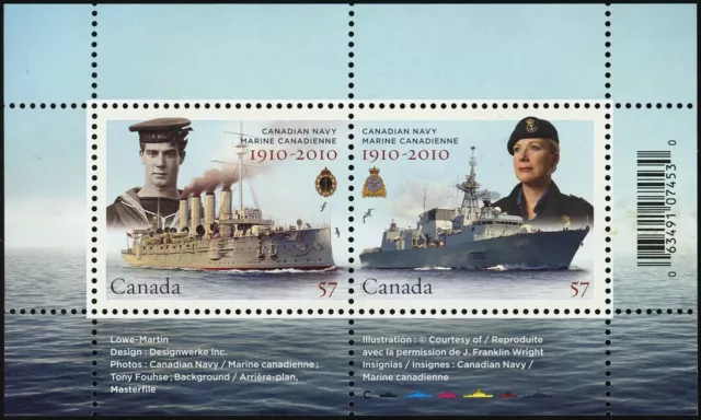 Canada Stamps Souvenir Sheet of 2, Canadian Navy Centennial, #2384 MNH