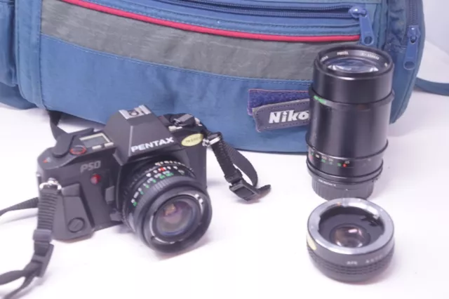 Vintage Pentax P50 35mm SLR Film Camera with 28mm 135mm prime lens