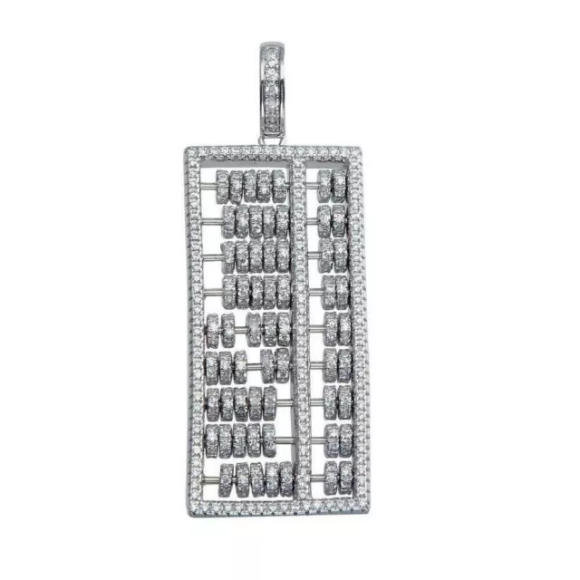 925 Sterling Silver Icy CZ Diamond 3D Feng Shui Chinese Abacus Lucky Pendant