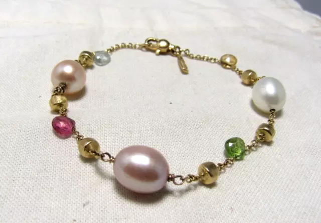 Marco Bicego PARADISE Multicolor Gems Pearls 18k Yellow Gold Bracelet 7 1/2” Marco Bicego PARADISE Multicolor Gems Pearls 18k Yellow Gold Bracelet 7 1/2”