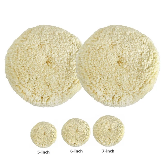 2 Pack Wool Polishing Pads 5-7 Buffing Pad Hook Loop For Cutting Polishing