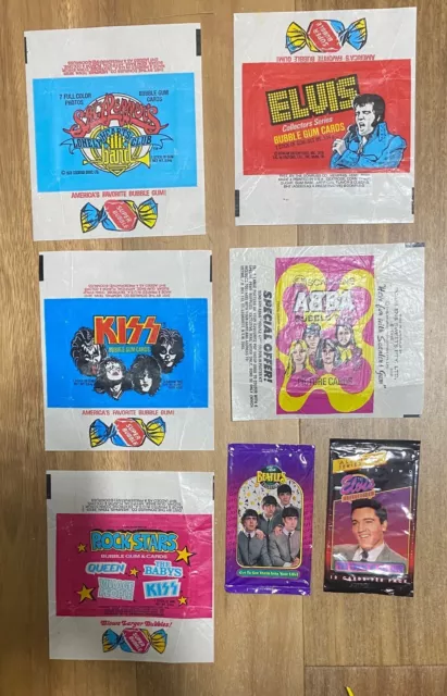 Music Trading Card Empty Wax Gum Wrappers Elvis The Beatles Kiss