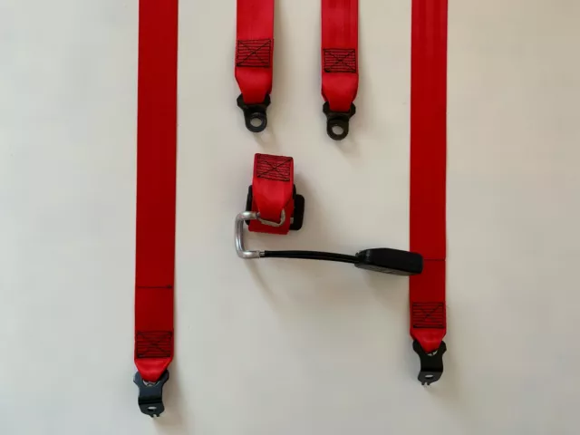 Juego 5 cinturones de seguridad Rojos Volkswagen Golf Mk3 3p 5p seatbelt PRETENS 2