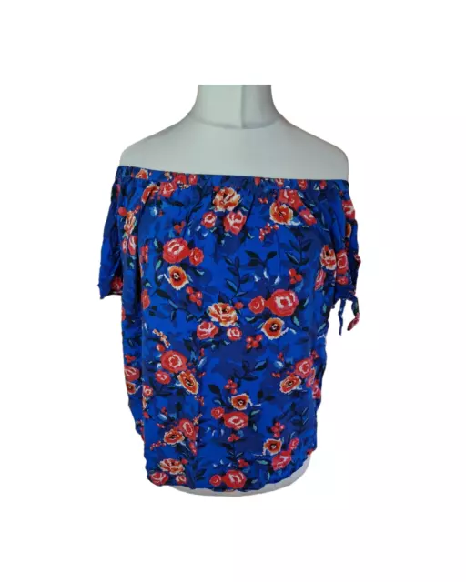 Matalan blue floral off the shoulder top size 16