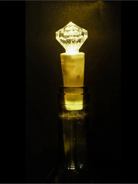 Corcho Diamante Con Luz LED para Botella Vino Decoración Fiesta Mesa Cocina