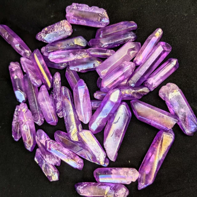Purple Aura Quartz Crystal Points 100 Grams Angel Aura Rich Purple Points Wands