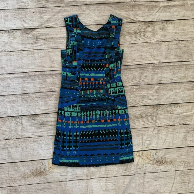 Plenty by Tracy Reese Tapestry Print Dress 6 Blue Green Sleeveless