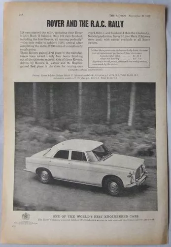 1962 Rover and the RAC rally Original advert