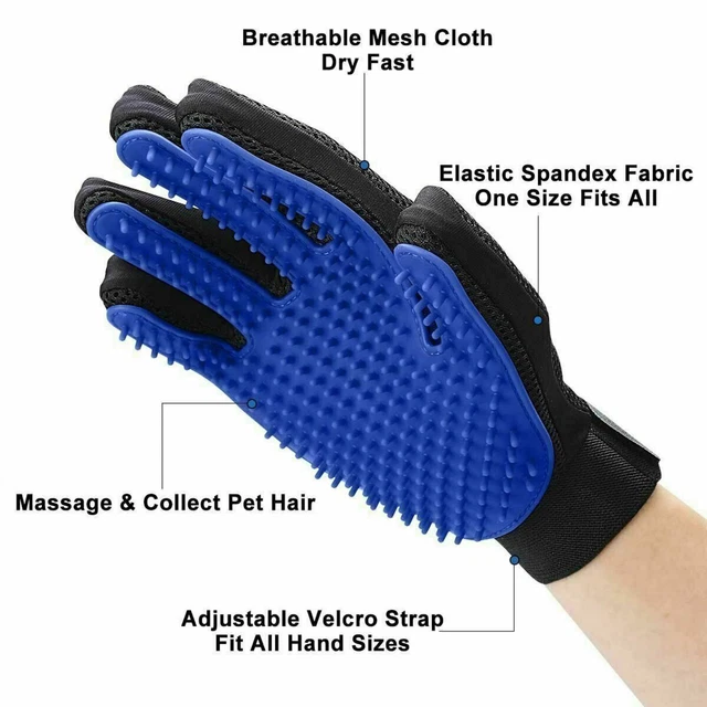 Pet Hair Gloves Brush Remover 1 Pair Dog Cat Comb Fur Mitt Massage Grooming Bath 9