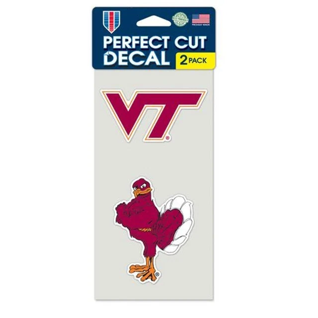 Virginia Tech Hokies 4x4 Perfect Cut Set of 2 Decal [NEW] Car Emblem Sticker