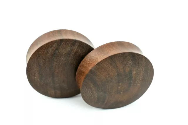 PAIR Solid Dark Wood Double Flare Saddle Plugs Tunnels Gauges Body Jewelry