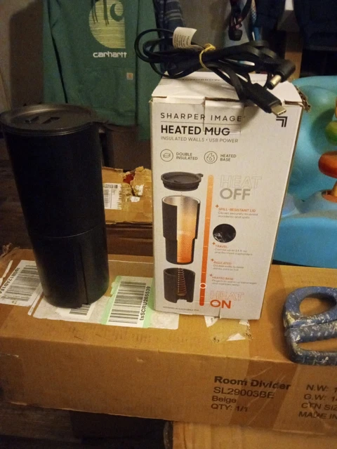 Sharper Image USB Powered Heated Mug, Double Insulated, Heated Base New No Box