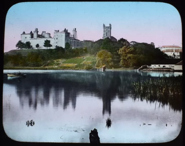 LINLITHGOW CASTLE SCOTLAND C1890 ANTIQUE GWW TINTED Magic Lantern Slide PHOTO