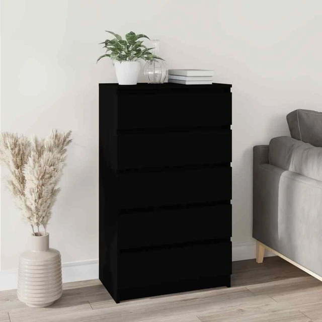 Vidaxl Cassettiera Nera 60x36x103 cm in Legno Multistrato