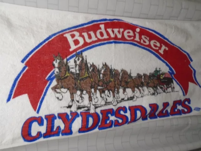 BUDWEISER Clydesdales Beach Towel Anheuser Busch 55x29 VTG 1981