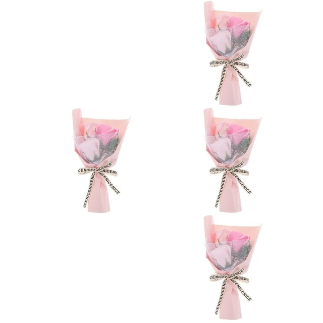 4 PCS Bouquet De Roses Parfumées Œillet Simulé Cadeaux Roses Boite Cadeau