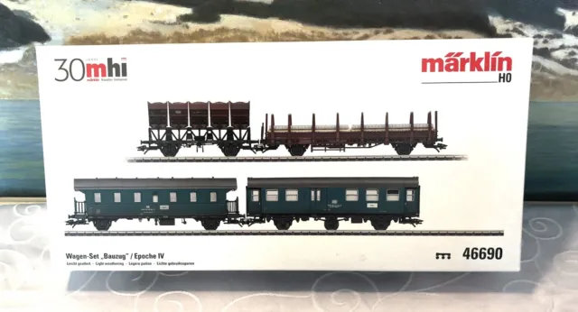 Märklin 46690 Güterwagen - Set "Bauzug“ OVP H0 DB Epoche IV Neu (10))