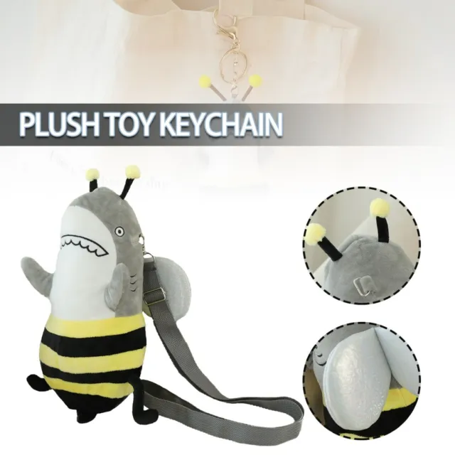 Fun Shark and Bee Keychain/Backpack Plush Toy Cute For Car Bag School Decor t- 2