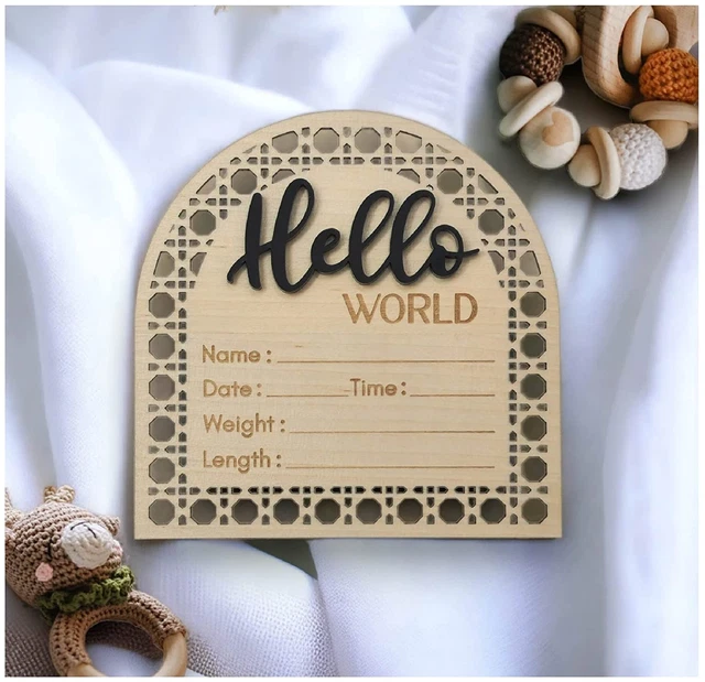 Hello World Newborn Sign, Baby Announcement Sign, Newborn Announcement Sign, Bir