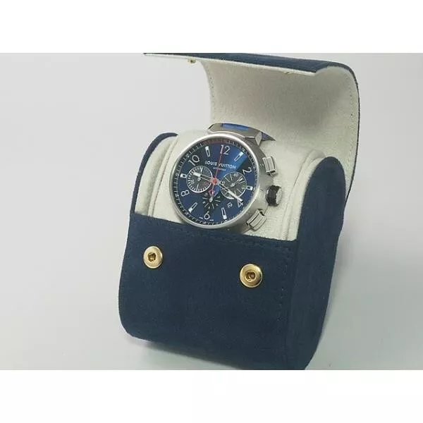 Louis Vuitton Black Tambour Chronograph El Primero Watch Blue Dark blue  Steel Metal ref.119889 - Joli Closet