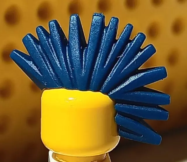 LEGO Mohawk Hair Dark Blue Spiked in Middle Bald Sides Rubber Punk Wig Boy Girl