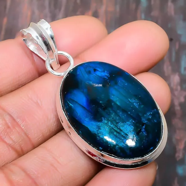 Blue Labradorite Gemstone Handmade Gift Jewelry Pendant 1.97" d136