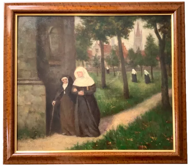 19th Century French Impressionism Walk Nunes in Garden Oil Painting