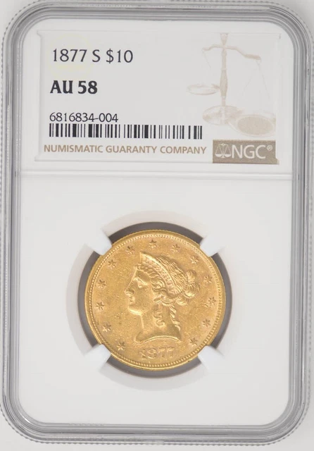 1877-S $10 Gold Liberty AU58 NGC 947555-15