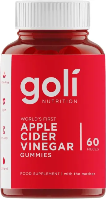 Goli Nutrition Apple Cider Vinegar Gummy Vitamins 1 Pack, 60 Count, Gelatin-Free