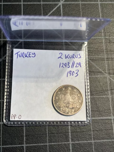 Turkey Ottoman 2 Kurus 1293/29 1903 Silver