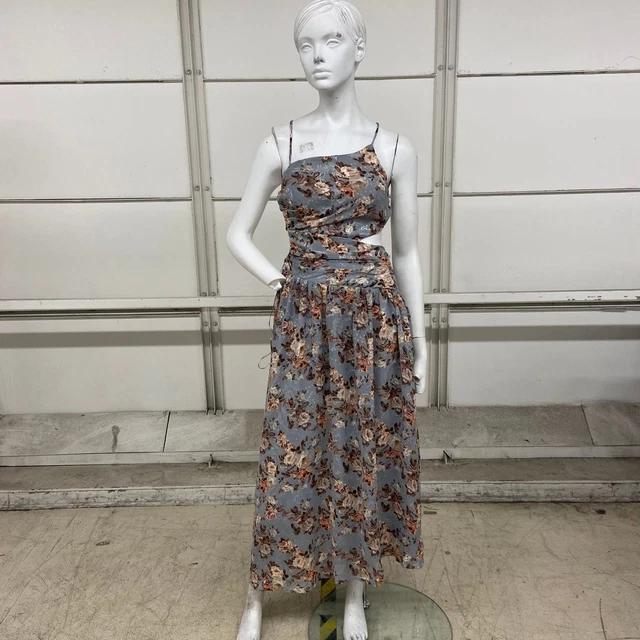 ASTR Floral Burnout Side Cut Out Midi Dress Women's Size S