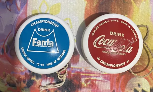 Rare Vintage Russell Red Coca-Cola & Fanta  Yo-Yos Made In Australia Need String