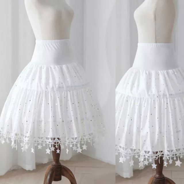 Women Crinoline Petticoat 2 Hoops Skirt Adjustable Underskirt for Cosplay