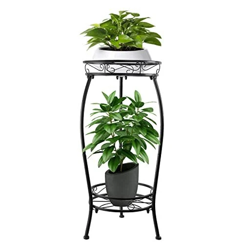YHIJURS Plant Stand Indoor Outdoor,2 Tier Metal Tall Plant Stands,27.1''