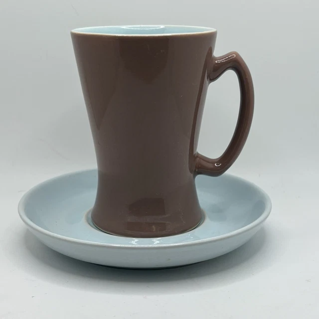 DENBY POTTERY LANGLEY Lucerne Cup Mug Saucer Set England Brown