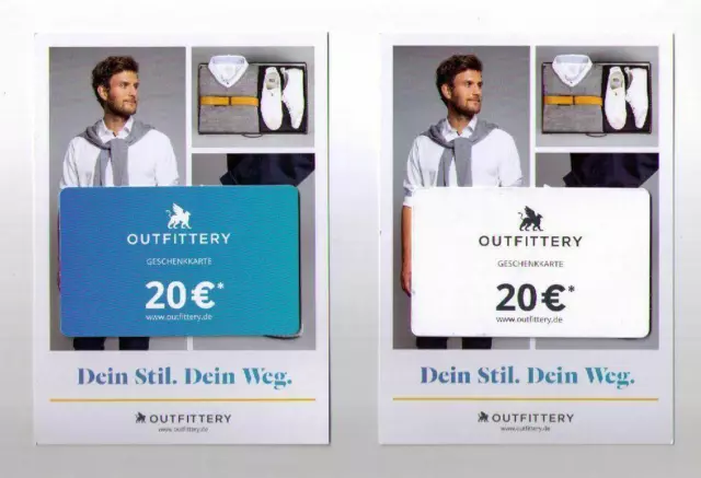 2 x € 20.- **OUTFITTERY** Geschenkkarte Gutschein Rabatt Coupon